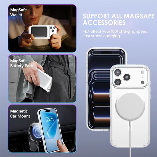 iPhone 17 Pro Hoesjes – Transparante Backcover – Schokbestendig – MagSafe Compatibel-Ilumina Benelux