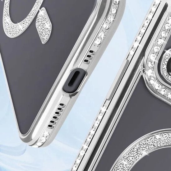 iPhone 12 Pro Max Hoesjes – MagSafe Magnetisch – Glitter Sparkle – Schokbestendig – Zilver-Ilumina Benelux