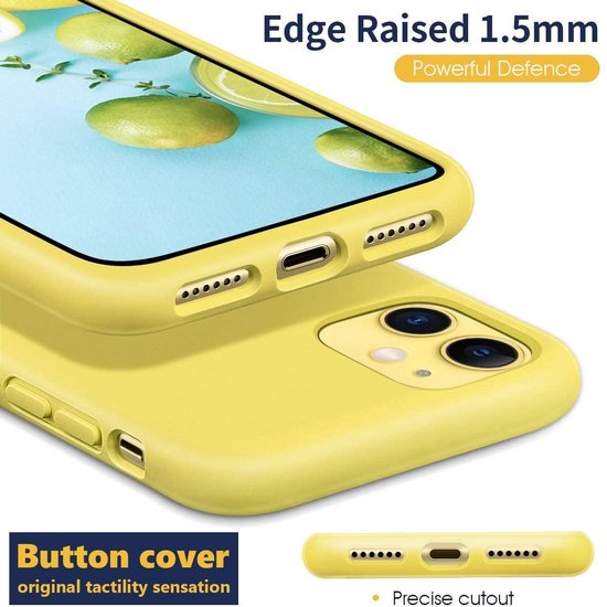 iPhone 11 Pro Hoesjes – Siliconen Backcover – Inclusief Screenprotector Gehard Glas – Anti-kras – Geel-Ilumina Benelux
