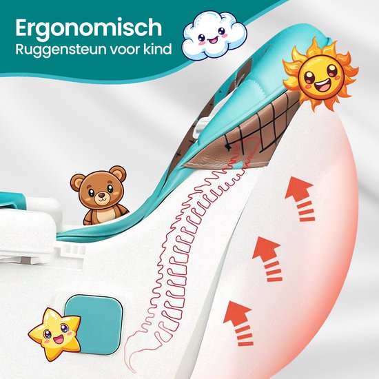 Kinderstoel – Velox Goods VL-509 – Verstelbaar & Opvouwbaar – Veiligheidsgordel + Opbergmand – Speels Design-Kinderstoel-Ilumina Benelux