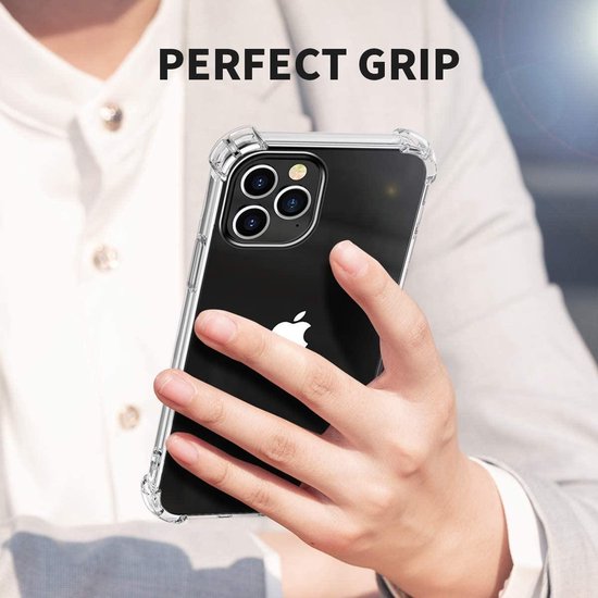 iPhone 12 Hoesjes – Siliconen TPU Backcover – Schokbestendig – Incl. 2x Gehard Glas Screenprotector – Transparant-Ilumina Benelux