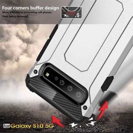 Samsung Galaxy S10 Hoesjes – Armor Hybrid Backcover – Schokbestendig – Zwart-Ilumina Benelux