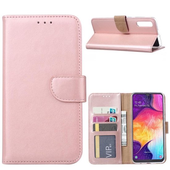 Samsung Galaxy A30S Hoesjes – Portemonnee Hoes – Magneetsluiting – 2x Gehard Glas Screenprotector – Roségoud-Ilumina Benelux