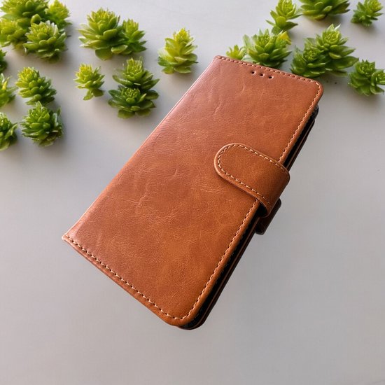 Elite Bookcase Geschikt voor: Samsung Galaxy A13 5G Hoesje met Magnetische Sluiting en Pasjeshouder - Bruin