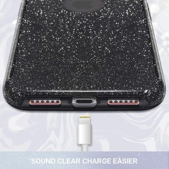 iPhone X/XS Hoesjes – Siliconen TPU Backcover – Glitters BlingBling – Zwart – BlingBling Cover-Ilumina Benelux