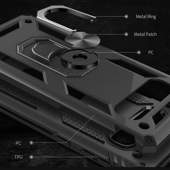 Samsung Galaxy S10e Hoesjes – Ring Armor Backcover – 360° Draaibare Standaard – Magneet – Goud-Ilumina Benelux