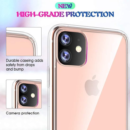 iPhone 11 Pro Max Hoesjes – Transparante TPU Siliconen Backcover – Soft Case – Inclusief Gehard Glas Screenprotector-Ilumina Benelux