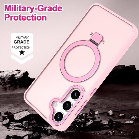 Samsung Galaxy S24 FE Hoesjes – MagSafe Backcover met Standaard – Schokbestendig – Roze-Ilumina Benelux