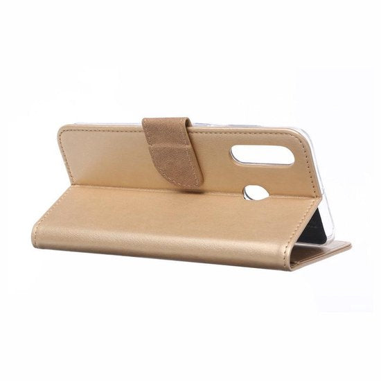 Samsung Galaxy A60 Hoesjes – Portemonnee Hoes – Magneetsluiting – Inclusief 2x Gehard Glas Screenprotector – Goud-Ilumina Benelux