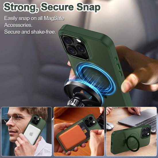 iPhone 15 Pro Max Hoesjes – MagSafe Backcover met Standaard – Schokbestendig – Groen-Ilumina Benelux