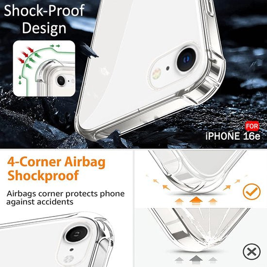 iPhone 16E Hoesjes – Transparante Backcover met Koord – Schokbestendig – Nekhanger – Zwart-Ilumina Benelux