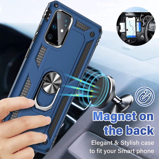 Samsung Galaxy S20 Plus Hoesjes – Anti-Shock Hybride Ring Armor Backcover – Schokbestendig – Blauw-Ilumina Benelux
