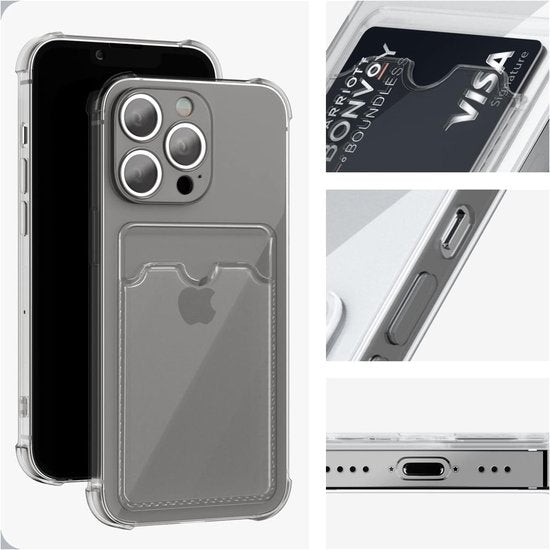 iPhone 13 Hoesjes – TPU Backcover – Schokbestendig – Pasjeshouder – Grijs-Ilumina Benelux