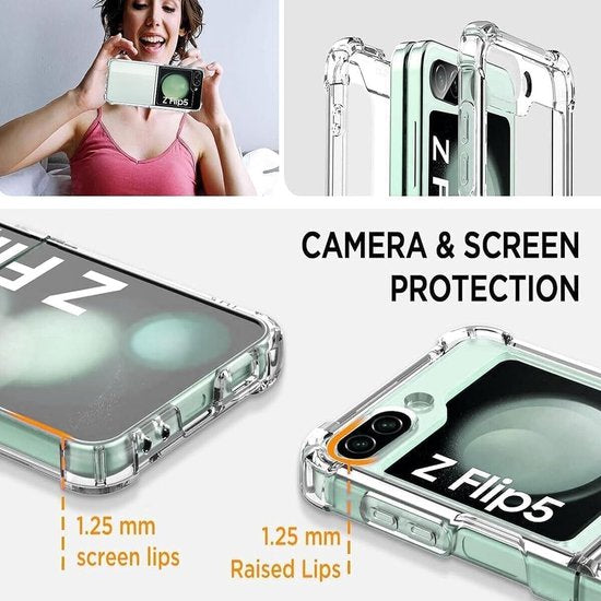 Samsung Galaxy Z Flip 5 Hoesjes – Siliconen Backcover – Schokbestendig – Transparant-Ilumina Benelux