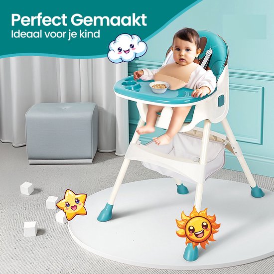Kinderstoel – Velox Goods VL-509 – Verstelbaar & Opvouwbaar – Veiligheidsgordel + Opbergmand – Speels Design-Kinderstoel-Ilumina Benelux