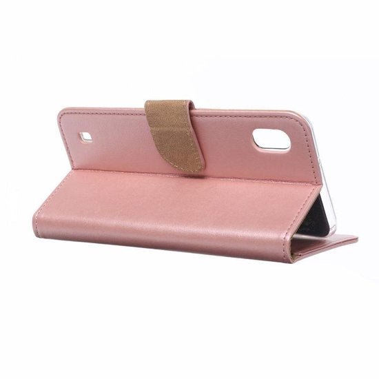 Samsung Galaxy A10 Hoesjes – Portemonnee Hoes – Magneetsluiting – Inclusief 2x Gehard Glas Screenprotector – Roségoud-Ilumina Benelux
