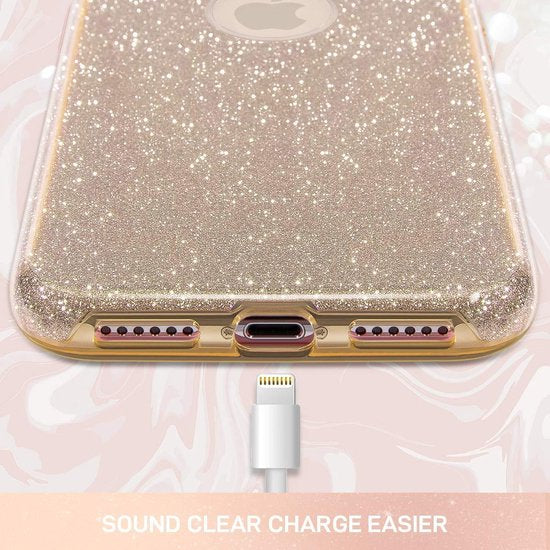 Backcover Hoesje Geschikt voor: Samsung Galaxy A42 5G Hoesje Glitters Siliconen TPU Case Goud - BlingBling Cover