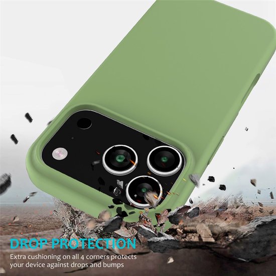 iPhone 17 Pro Max Hoesjes – Liquid Siliconen Backcover – Soft Touch – Incl. Screenprotector & Camera Lens Protector – Groen-Ilumina Benelux