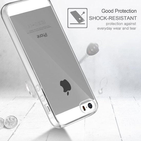 iPhone 5/5C/5S/SE Hoesjes – Transparante Soft TPU Siliconen Backcover – 2x Gehard Glas Screenprotector – Anti-kras-Ilumina Benelux