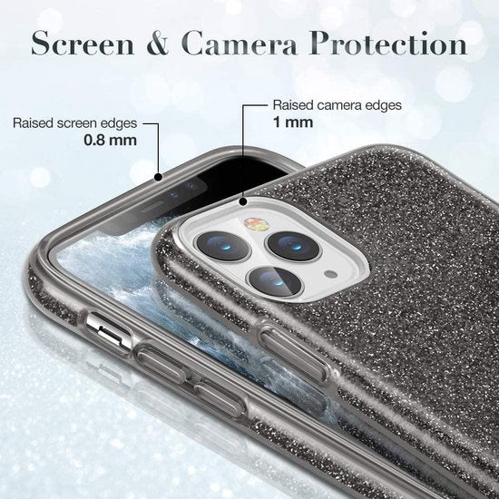 iPhone 11 Pro Max Hoesjes – Siliconen TPU Backcover – Glitter BlingBling Cover – Zwart-Ilumina Benelux