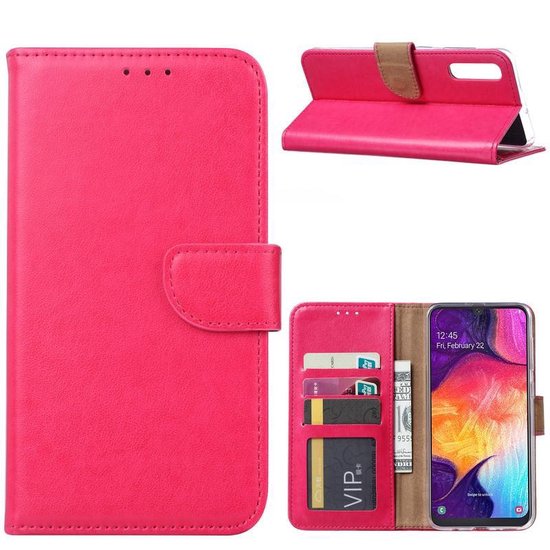 Samsung Galaxy A70/A70S Hoesjes – Portemonnee Hoes – Pasjeshouder – 2x Gehard Glas Screenprotector – Roze-Ilumina Benelux
