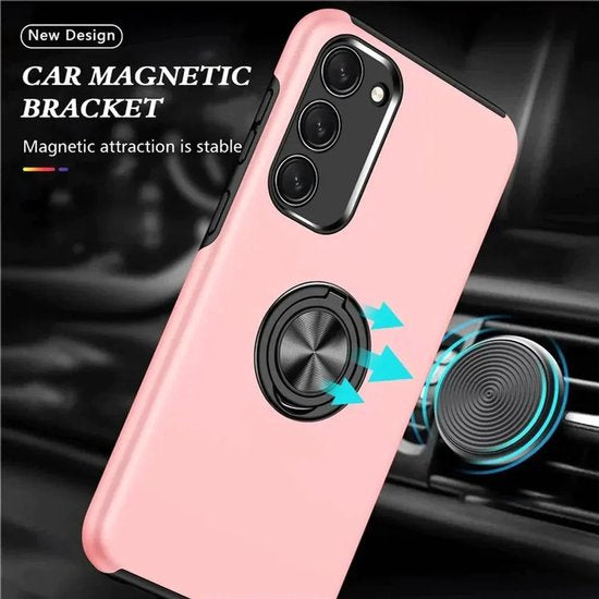 Samsung Galaxy A15 Hoesjes – Backcover met Vingerring – Grip & Standaardfunctie – Roze-Ilumina Benelux
