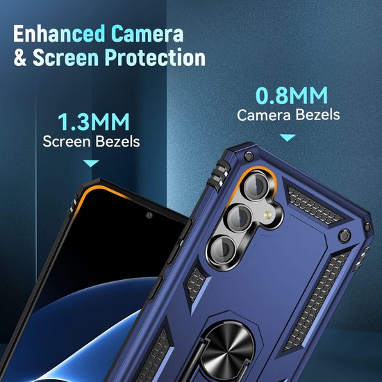 Samsung Galaxy A54 Hoesjes – Anti-Shock Hybride Backcover – Ringhouder – Armor Bescherming – Blauw-Ilumina Benelux