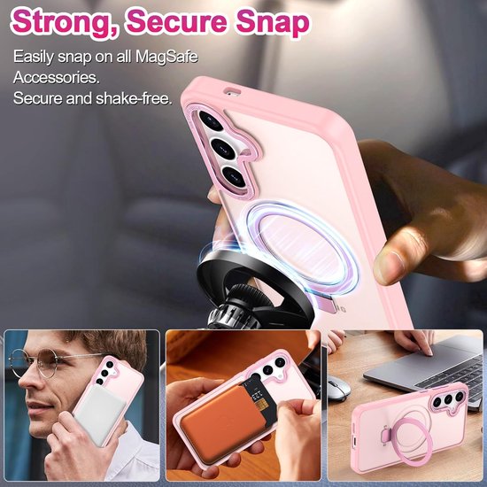 Samsung Galaxy S24 FE Hoesjes – MagSafe Backcover met Standaard – Schokbestendig – Roze-Ilumina Benelux