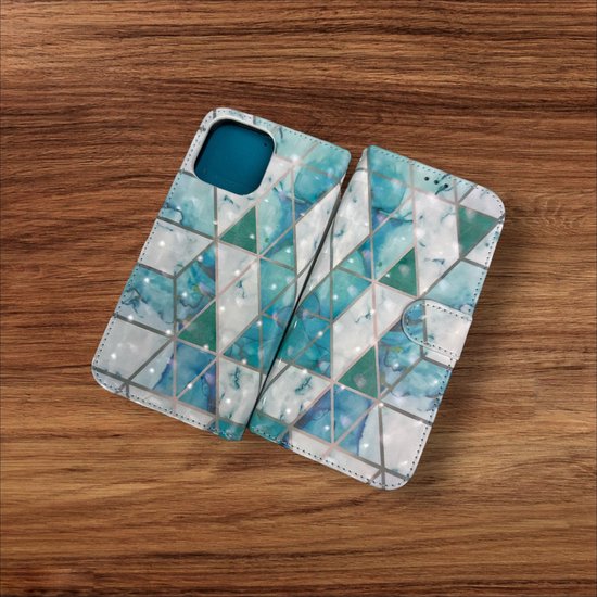 Xiaomi Redmi 10C Hoesjes – Portemonnee Book Case – Pasjeshouder – Magneetsluiting – Marmer Print-Ilumina Benelux