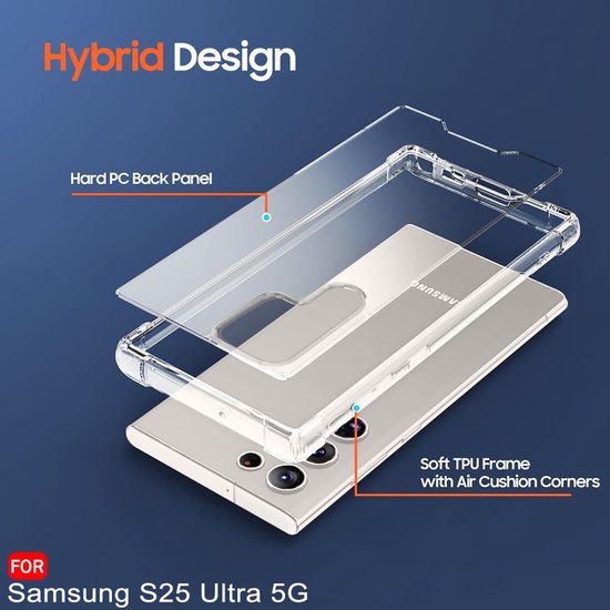 Samsung Galaxy S25 Ultra Hoesjes – Ultra-Hybrid Backcover – Schokbestendig – Crystal Clear Transparant-Ilumina Benelux