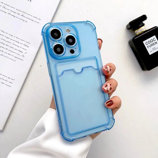 iPhone 13 Pro Hoesjes – TPU Backcover – Schokbestendig – Pasjeshouder – Blauw-Ilumina Benelux