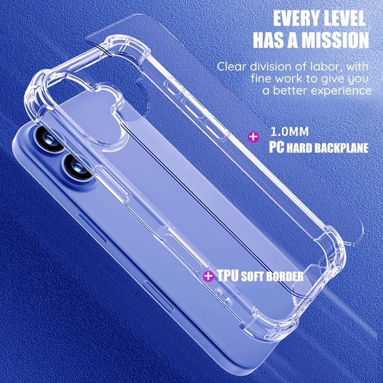 iPhone 16 Hoesjes – Crystal Clear Backcover – Schokbestendig – Inclusief Screenprotector – Transparant-Ilumina Benelux