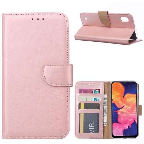 Samsung Galaxy A10 Hoesjes – Portemonnee Hoes – Magneetsluiting – Inclusief 2x Gehard Glas Screenprotector – Roségoud-Ilumina Benelux