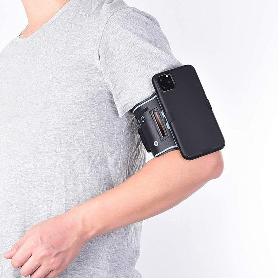 Sportarmband – Geschikt voor iPhone 11 Pro – Hardloop Armband Holster – Sleutelhouder – Zwart-Sportarmband-Ilumina Benelux