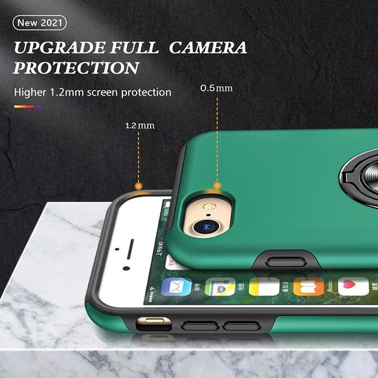 iPhone 7 Plus / 8 Plus Hoesjes – Backcover met Vingerring – Magneet – Anti-drop – Groen-Ilumina Benelux