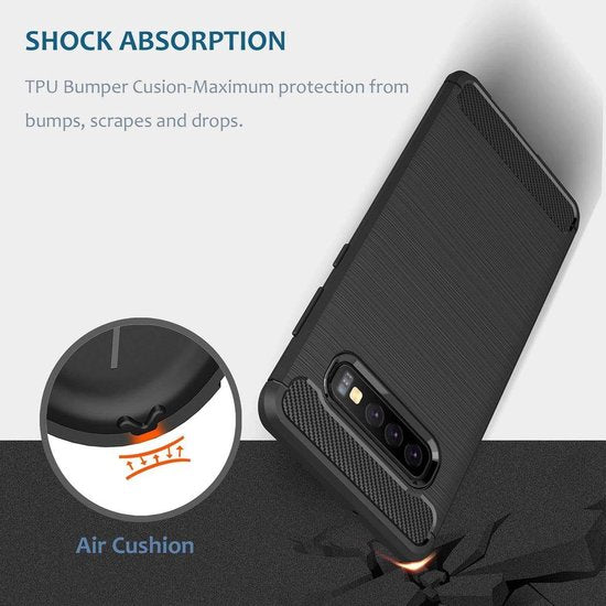 Samsung Galaxy S10 Hoesjes – Brushed Backcover – Slank Design – Zwart-Ilumina Benelux