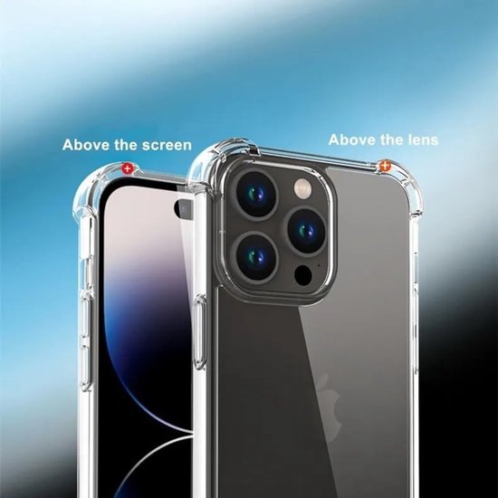 iPhone 15 Pro Hoesjes – Transparante Backcover – Schokbestendig – Met Cameralens Protector & 2x Screenprotector – Militair KKG-Ilumina Benelux