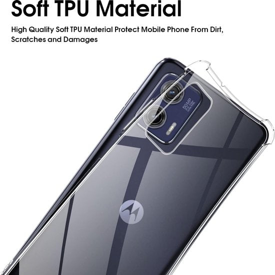 Motorola Moto G73 5G Hoesjes – Transparante Siliconen Backcover – Schokbestendig – Inclusief 2 Screenprotectors-Ilumina Benelux