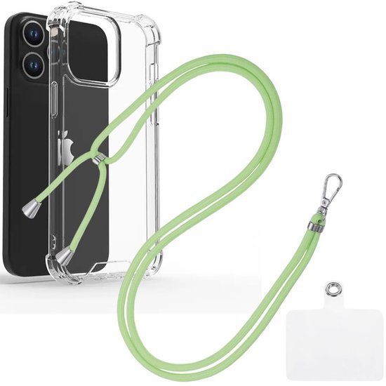iPhone 12 Pro Hoesjes – Transparante Backcover – Schokbestendig – Nekkoord Koord – Groen-Ilumina Benelux