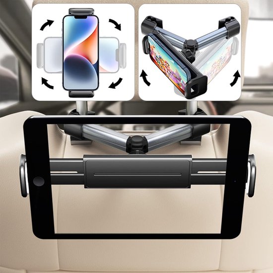 Tablethouder auto – Achterbank Hoofdsteun Houder – Verstelbaar – 4,4-11 inch Tablets – Zwart