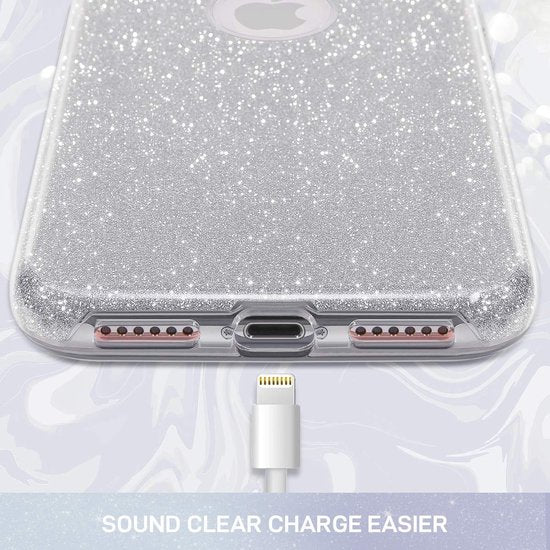 Samsung Galaxy A42 5G Hoesjes – Siliconen TPU Backcover – Glitters BlingBling – Schokbestendig – Zilver-Ilumina Benelux