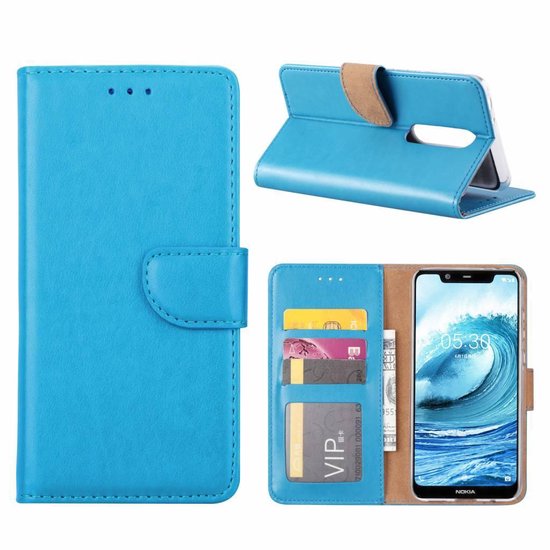 Nokia 5.1 Plus Hoesjes – Portemonnee Hoes – Pasjeshouder – 2x Screenprotector – Turquoise-Ilumina Benelux