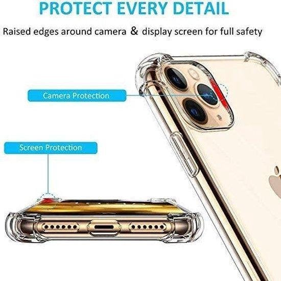 iPhone 11 Hoesjes – Anti-Shock Siliconen Bumper Backcover – Transparant – Incl. 3x Screenprotector Gehard Glas – Anti-kras-Ilumina Benelux