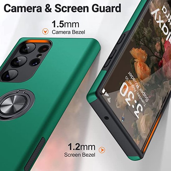 Samsung Galaxy S24 Ultra Hoesjes – Schokbestendige Backcover – Inclusief Gehard Glas Screenprotector – Groen-Ilumina Benelux