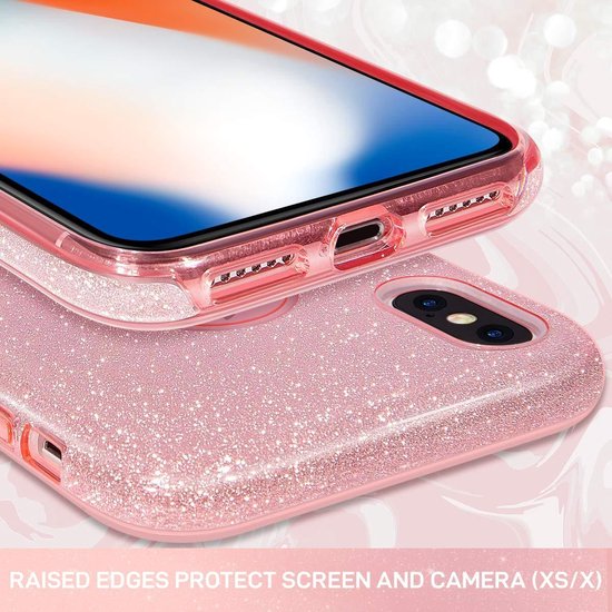 iPhone Xr Hoesjes – Siliconen TPU Backcover – Glitters BlingBling Cover – Rose-Ilumina Benelux