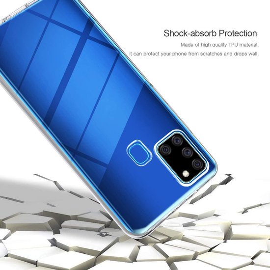Samsung Galaxy A21s Hoesjes – Transparante Siliconen Backcover – Voor- en Achterkant Bescherming-Ilumina Benelux