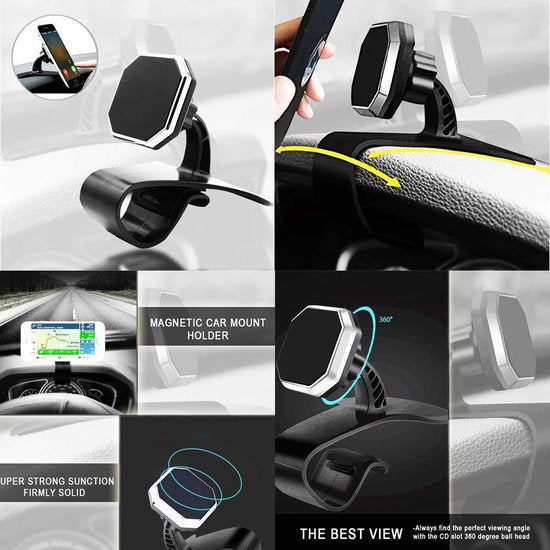 Telefoonhouder auto – Magnetisch Dashboard – Supersterke Magneet – 360° Draaibaar – Geschikt voor alle smartphones – Zwart-Ilumina Benelux