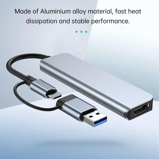 USB-C Hub 5-in-1 – USB 3.0 & USB 2.0 – SD/TF Kaartlezer – Plug & Play Dockingstation – Zwart-Ilumina Benelux
