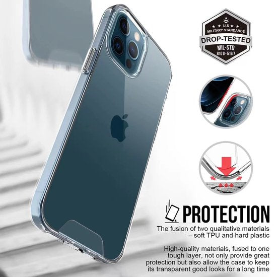 iPhone 11 Pro Max Hoesjes – Transparante TPU Siliconen Bumper – Military Grade Schokbestendig – Crystal Clear-Ilumina Benelux