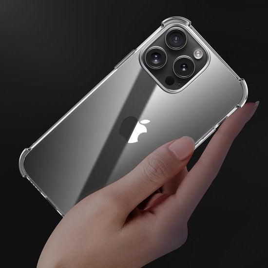 iPhone 15 Pro Hoesjes – Schokbestendige Siliconen Backcover – Transparant – 3 Pack Screenprotector Gehard Glas – Anti-kras – Transparant-Ilumina Benelux